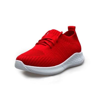 China Fashion\Comfortable\Durable\New Breathable Lightweighte Boys Girls Lace Up Sock Sneakers Walking Style Warm Red Color Kids Children Sneakers Shoes for sale