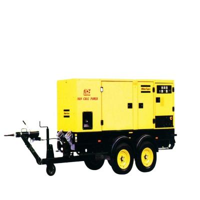 China Trailer type diesel generators 30Kva-500KVa 4 wheels moving genset 50 silent for sale