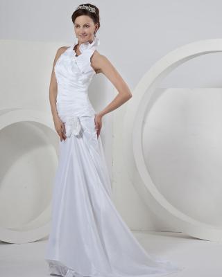 China Chic Sleeveless around the neck Gauze Wedding Dresses with court train , ivory for sale