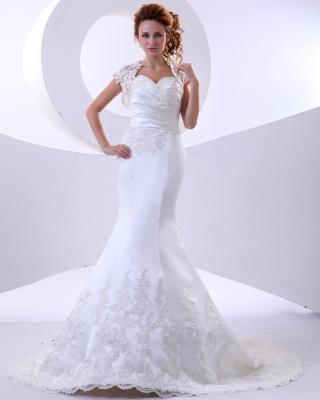 China Elegant mermaid Lace flower Halter Neck Wedding Dresses with Short Sleeve for sale