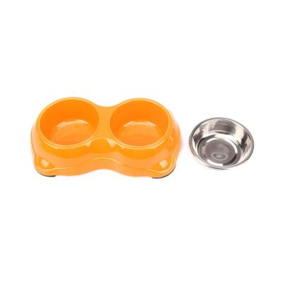 Chine Double Cat Feeding Dog Bowl en métal de cuvette d'animal familier d'acier inoxydable à vendre