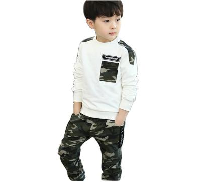 China New hot inner underwear style middle and hot inner spring of the big children's suit and autumn suit camouflage boys and girls Korean version sports two-piece set for sale