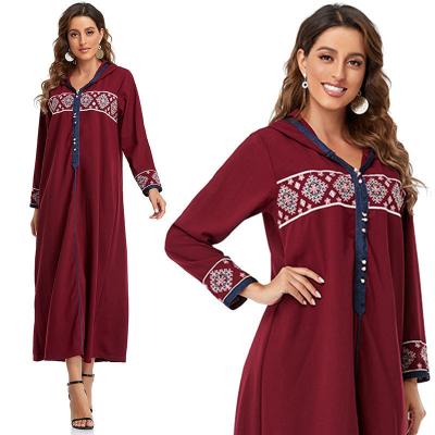 China One-piece Plus Size Elegant Muslim Women Dress Islamic Clothing Hooded India Turkey Moroccan Kaftan Abayas Djellaba Modest Party Dresses for sale