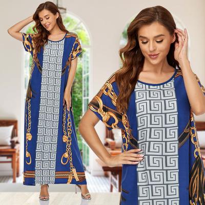 China One-piece Summer Casual Plus Size Abaya Middle East Dubai Women's Robe Muslim Arab Long Skirt Short Sleeve Loose Plain Maxi Dresses for sale