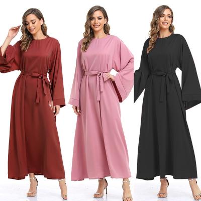 China One-piece Wholesale Plus Size Women Muslim Abaya Girls Long Dress Vintage Kaftan Islamic Clothing Maxi Women's Dress Tie Skirt Robe for sale