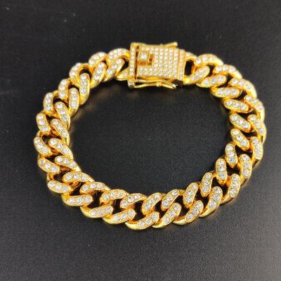 China CLASSIC Cuban Link Chain Bracelet Anklet for Women Men Gold / White Gold Plated Iced Out Rhinestones Filled Punk Hip-hop Ankle Bracelets for sale