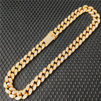 China CLASSIC Mens Cuban Link Chain Miami Cuban Necklace 22K Alloy Gold Silver Diamond Cut Chain for 20mm Iced Out Hip Hop Jewelry for sale