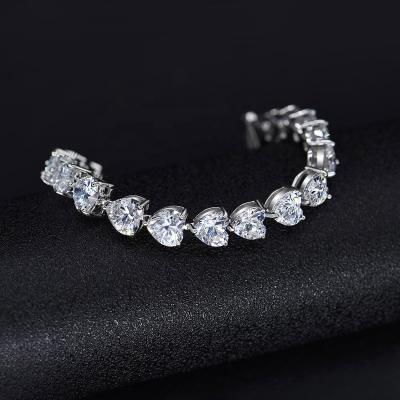 China New arrival CLASSIC hot sale real gold plated jewelry 925 sterling silver heart tennis bracelet wholesale high quality jewelry for sale