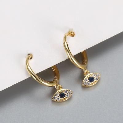 China New Arrival CLASSIC Blue Turkish Evil Eye Jewelery Gold Plated Hip Hop Jewelry Eye Earring for sale