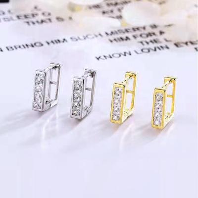 China CLASSIC factory price 925 sterling silver circle earrings gold plated square stud earring square earring hot sale for women for sale