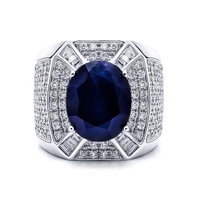 China CLASSIC Pure White Blue Sapphire Mens Jewelry 18k Real Gold Moissanite Diamond 5ct Hailer Finger Engagement Wedding Ring for sale