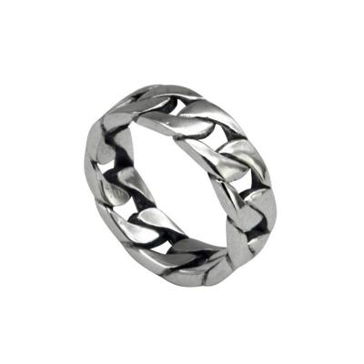 China Hiphop HIPHOP Link Design Women Men Cuban S925 Sterling Silver Ring for sale