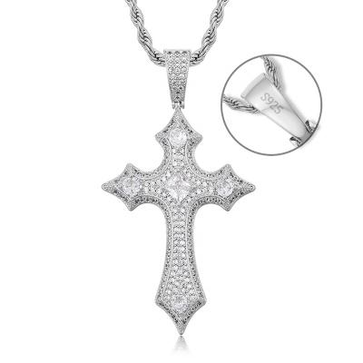 China CLASSIC European and American Hip Hop Hippie Cross Pendant Necklace with CZ Diamond Cuban Chain Necklace for sale