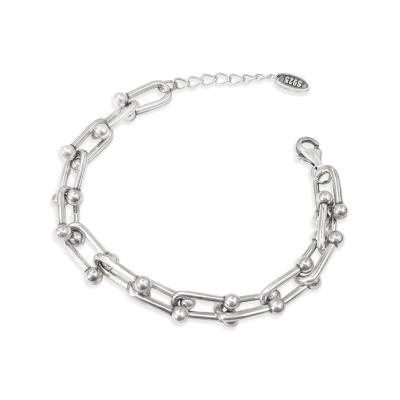 China 2022 New Arrival Vintage hihhop 925 Sterling Silver U-Link Chain Bracelet For Women for sale