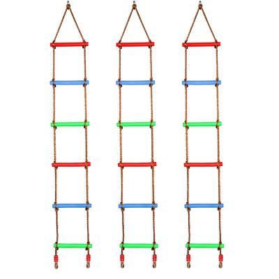 China Kids Climbing Ladder Toy Swing Equipment Children Colorful Outdoor Indoor 6 Rung Swing Plastic Folding Rope Playground Garden Kids Climbing Ladder for sale