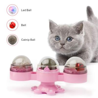 China Cat Toy Windmill Wall Mounted Rotating Viable with Catnip and Turntable Cat Teasing Interactive Pet Scratch Toy Cat Windmill Toy by Bell for sale