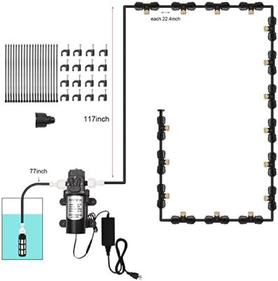 China Easy Installation 12M Water Pump Electric Mist Cooling System Spray Fan Mist Spray Fan Garden Greenhouse Outdoor Mist Plants Roofline for sale