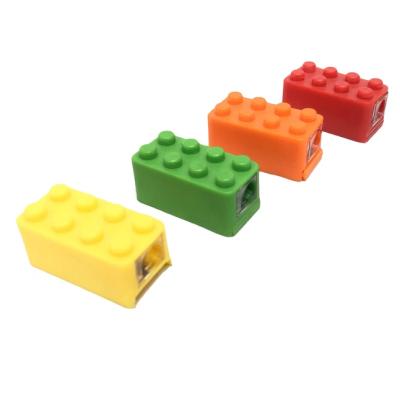 China Hot Sales Kids Standard Funny Colorful Plastic Blocks Sharpener Single Hole Pencil Sharpener for sale