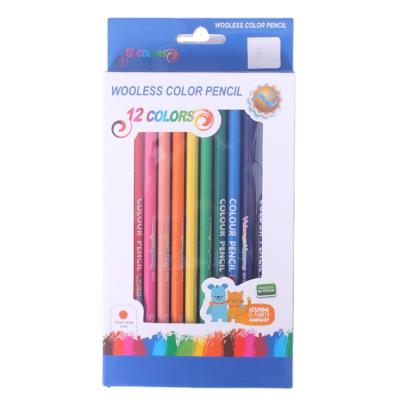 China Custom School Student Logo Art Drawing Color Pencil Set For School Student 12pcs In Box Professional Stationery Woodless Colored Pencils for sale