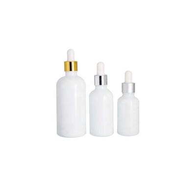 China Oi Essential Porcelain 10ml 15ml 20ml 30ml 50ml 1oz white glass dropper china/essential bottle with gold silver black ring for sale