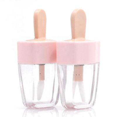 China Cute pink 3ml pp plastic makeup shaped empty tube/ice cream lipstick/lip gloss packaging container/bottle tube for cosmetics for sale