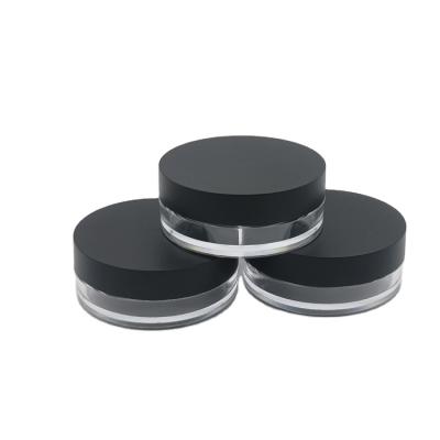 China Loose plastic cream powder box /loose jar /clear powder plastic cosmetics case with black lid for sale