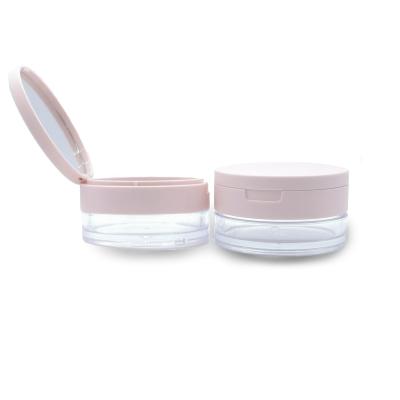 China Popular Empty Loose Powder 15g Plastic Loose Powder Container Cosmetic Packaging With Pink Black Flip Cap And Strainer for sale