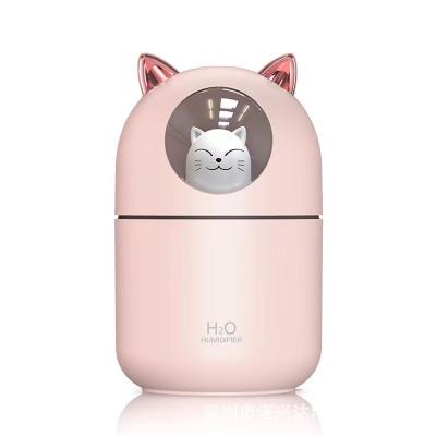 China Car OEM Home Appliance Usb Humidifier 300Ml Cat Ultrasonic Cool Mist Aroma Air Diffuser Cute Romantic Color Led Air Humidifier for sale