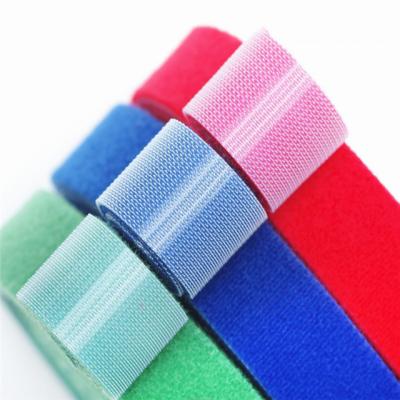 China Customized Color Elastic Velcroes Patches Self Adhesive Fastener Velcro Strap for sale