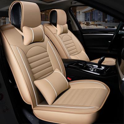 China Wholesale Comfortable Universal Car 5d Luxury Full Leather Seat Cover Front And Rear Best Quality Drive Feel PU Leather Waterproof With Pillow for sale