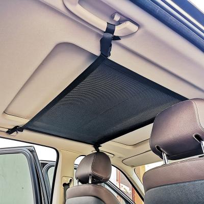 China Hot Selling Reusable Use Car Roof Net Storage Pocket Double-Layer Zipper Storage Bag Net Bag Ceiling Luggage Storage Mesh Car Accessories for sale