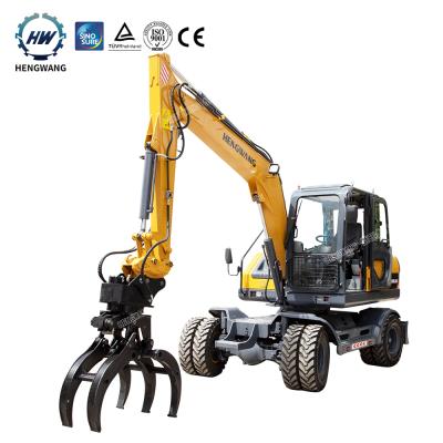 China Hot Selling Shops HWL80 8 Ton Bucket Excavator Wheel 4 Drive Wheel Excavator Construction Material Excavator for sale