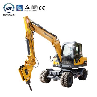 China Building Material Shops Wheel China 8 Ton Wheel Type Hengwang Excavator Breaker Hammer For Wheel Excavator for sale