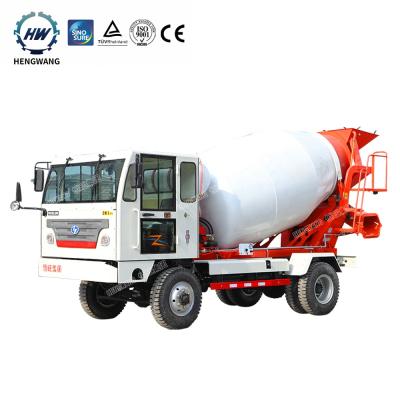 China Construction worksÂ   HENGWANG HJGY-4.5 2 or 4 wheel drive automatic concrete mixer truck for sale