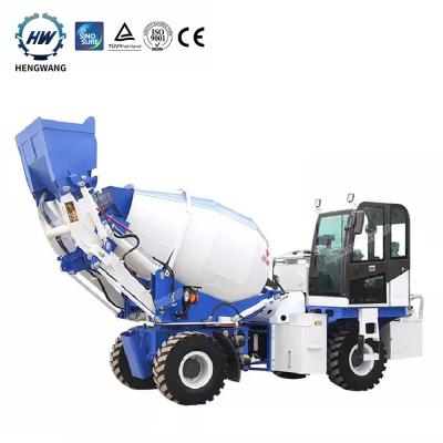 China Building Material Stores Hengwang HW200 2 Cubic Meter Mini Mobile Cement Concrete Mixer Truck Manual Rotating Automatic Price for sale