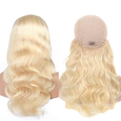 China Blonde Body Wave Wigs 13x4 Lace Brazilian Remy Hair 10A Pre Plucked With Baby Hair 150 Density Transparent 613 Lace Frontal Wig for sale