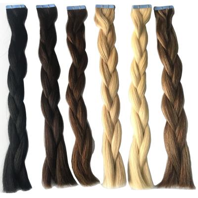 China Silky Straight Wave Tape In Hair Extensions Straight Hair Extensions Tape In Real Hair 16 Inch Jet Black #1 50Gram To 20 Piece PU Tape In for sale