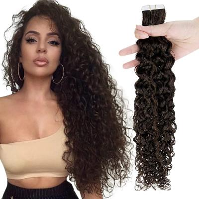 China Silky Straight Wave Skin Weft Tape In Curly Hair Extensions Tape In Real Hair PU Invisible Seamless Tape On Remy Hair Extensions For Women for sale