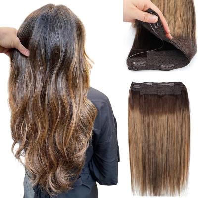 China Silky Straight Drawn Invisible Double Fish Straight Hair Halo Hair Extensions Wire Hair Extensions Invisible for sale