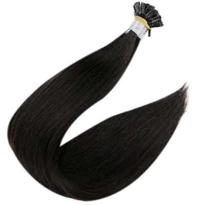 China Straight Natural Black Hair Extensions Nail Tip U Tip Hair Extensions Hot Fusion U Tips Keratin Extensions Hair for sale