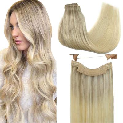 China Wholesale straight double 100g halo invisible hair extensions 12