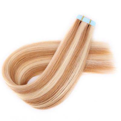 China Factory 40pcs/100g High Quality Single Doner Remy Double Drawn Hair Straight Cuticle Aligned Tape In Extensions For Women for sale