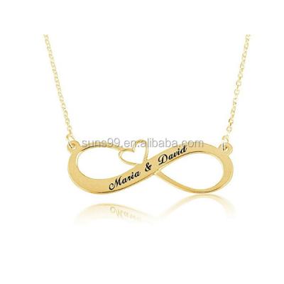 China Stainless Steel Infinity Name Necklace - Engraved Infinity Necklace with Heart with Any Two Names for sale