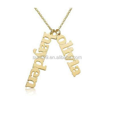 China Personalized Name Necklace by Vertical Stainless Steel Gold Name Necklace - Choose ANY TWO Names to Personalize for sale