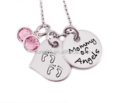 China Personalized Angels Footprint Necklace Stainless Steel Mom - Engraved Jewelry - Loss Memorial Necklace for sale