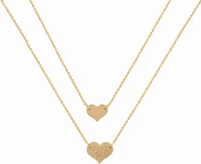 China Mevecco Layered Stainless Steel Heart Necklace Gold Choker Arrow Pendant Handmade Tasty Bar Layering Long Necklace for sale