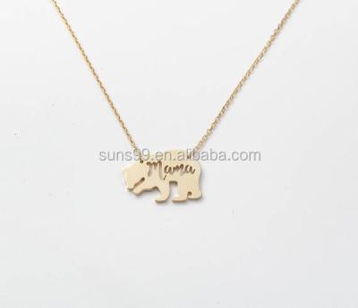 China New Personalized Gold Plated Stainless Steel Mom Necklace Mum Bear Necklace for sale