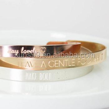 China Custom Engraved Stainless Steel Bangle Bracelets, Personalized Gold Filled Cuff Bracelet, Rose Gold Filled Bangle for sale