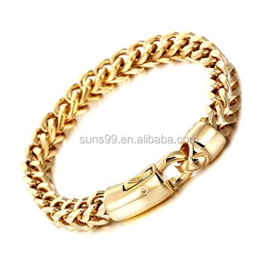 China Hip Hop Stainless Steel Buckle Chain Bracelet Stainless Steel Bracelet For Men Mens Gold Bracelet Designs for sale