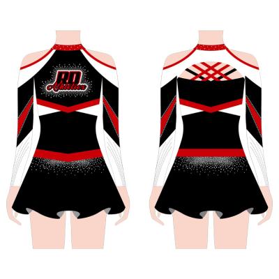 China Polyester + Spandex OEM Design High Quality  cheerleading girl whole set all star with rhinestones cheerleading uniform for sale